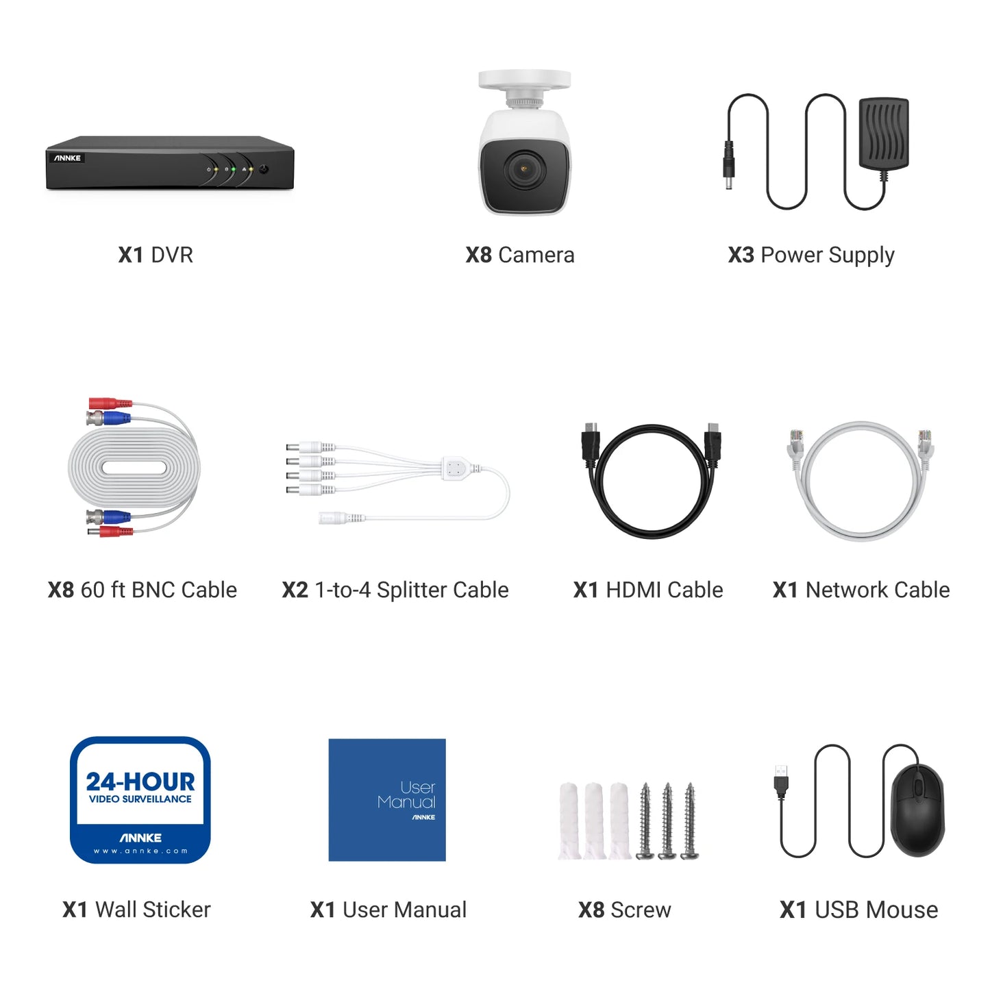 ANNK H.265+ 5MP Lite Ultra HD 8CH DVR CCTV Security System 4/8PCS Outdoor 5MP EXIR Night Vision Camera Video Surveillance Kit