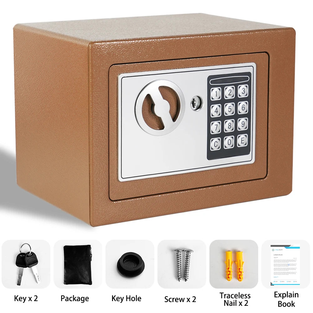 DayPlus Digital Safe Househol Steel Safe Box Currency Vank Deposit Box with Key to Safely Store Cash Jewelry