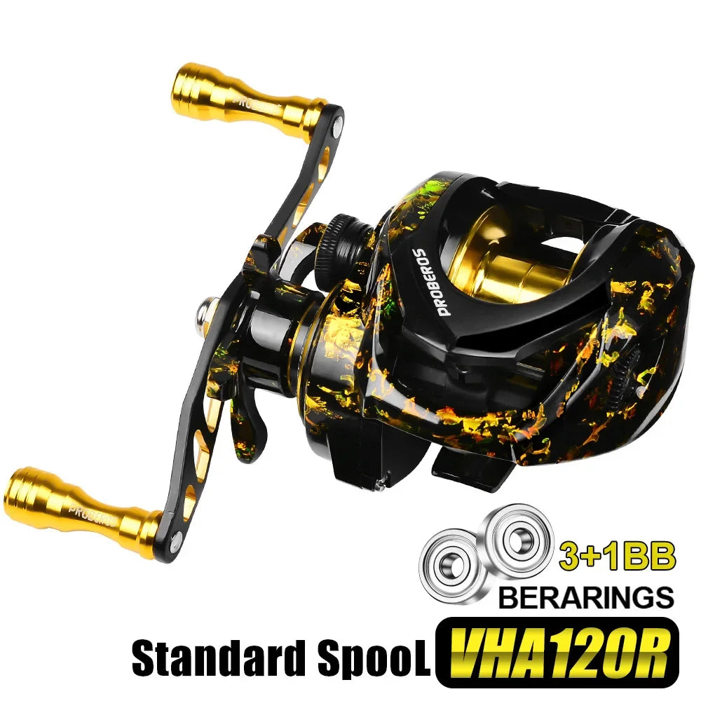 Baitcasting Fishing Reel 7.2:1 Gear Ratio 8Kg/17.6Lb Max Drag Casting Reel with Metal Spool for Freshwater Saltwater Pesca