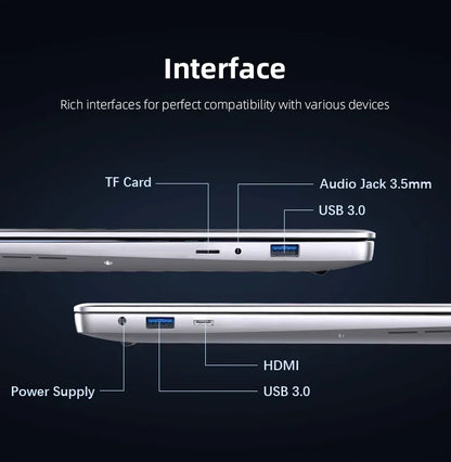FUCHU Portable Intel ATOM X7 A3950 Office Laptops 14.1" 12GB RAM Windows 11 Notebook Study Recreation Entertainment Laptops