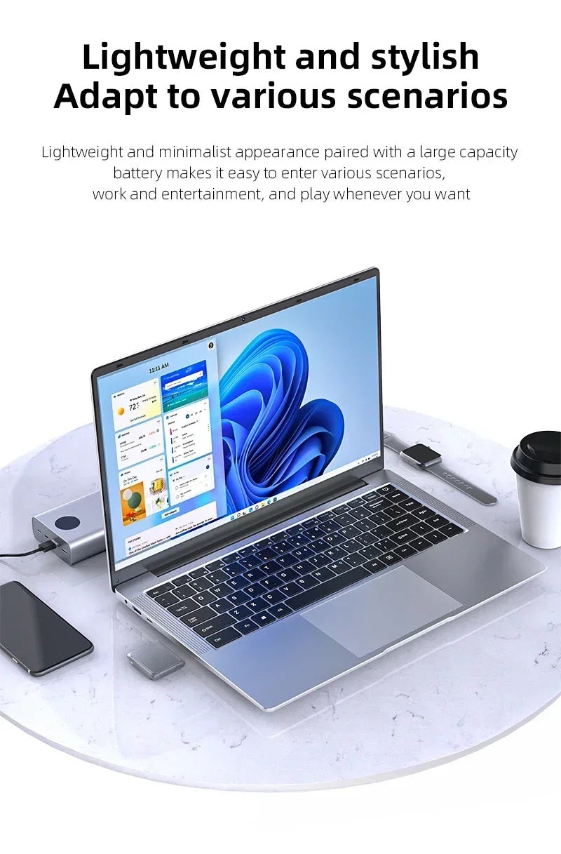 FUCHU Portable Intel ATOM X7 A3950 Office Laptops 14.1" 12GB RAM Windows 11 Notebook Study Recreation Entertainment Laptops