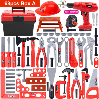 Children's Tool Set with Electric Toy Drill Kids Power Construction Toy Pretend Play Toy Tools Kit for Toddler Boys Girls Child