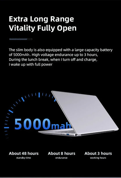 FUCHU Portable Intel ATOM X7 A3950 Office Laptops 14.1" 12GB RAM Windows 11 Notebook Study Recreation Entertainment Laptops