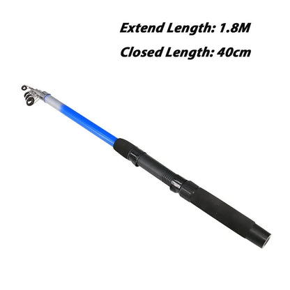 Fishing Rod Combo Full Kits 1.8M Telescopic Spinning Reel Baits Lure Set Travel Fishing Gear Hooks Pole Accessories Beginner