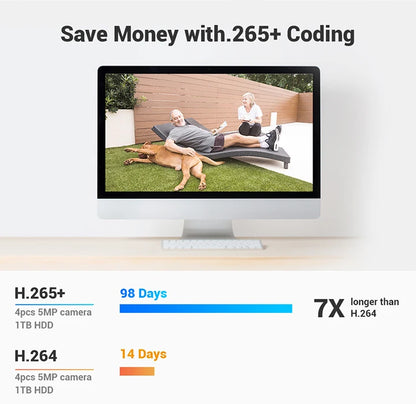 ANNK H.265+ 5MP Lite Ultra HD 8CH DVR CCTV Security System 4/8PCS Outdoor 5MP EXIR Night Vision Camera  Video Surveillance Kit