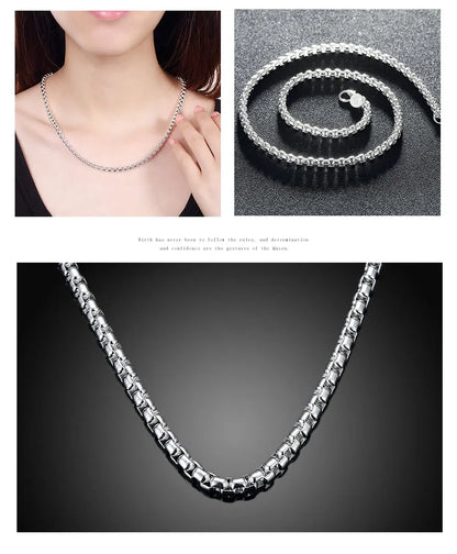 Aravant 925 Sterling Silver 8/18/20/22/24 Inch Round Box Chain Necklaces For Men Women Wedding Jewelry