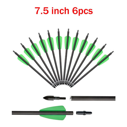 6/12/24pcs 7.5/15 Inch Carbon Crossbow Arrow Bolts 2 Pices Plastic Feathers Archery Arrows for Crossbow Hunting Shooting