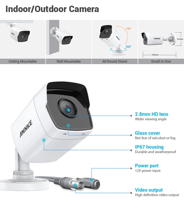 ANNK H.265+ 5MP Lite Ultra HD 8CH DVR CCTV Security System 4/8PCS Outdoor 5MP EXIR Night Vision Camera  Video Surveillance Kit