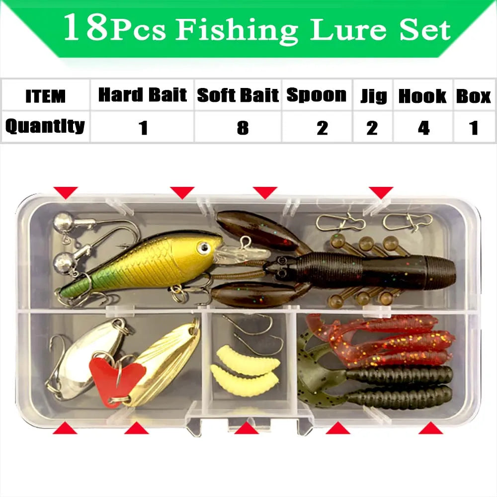 Fishing Rod Combo Full Kits 1.8M Telescopic Spinning Reel Baits Lure Set Travel Fishing Gear Hooks Pole Accessories Beginner
