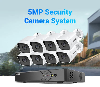 ANNK H.265+ 5MP Lite Ultra HD 8CH DVR CCTV Security System 4/8PCS Outdoor 5MP EXIR Night Vision Camera  Video Surveillance Kit