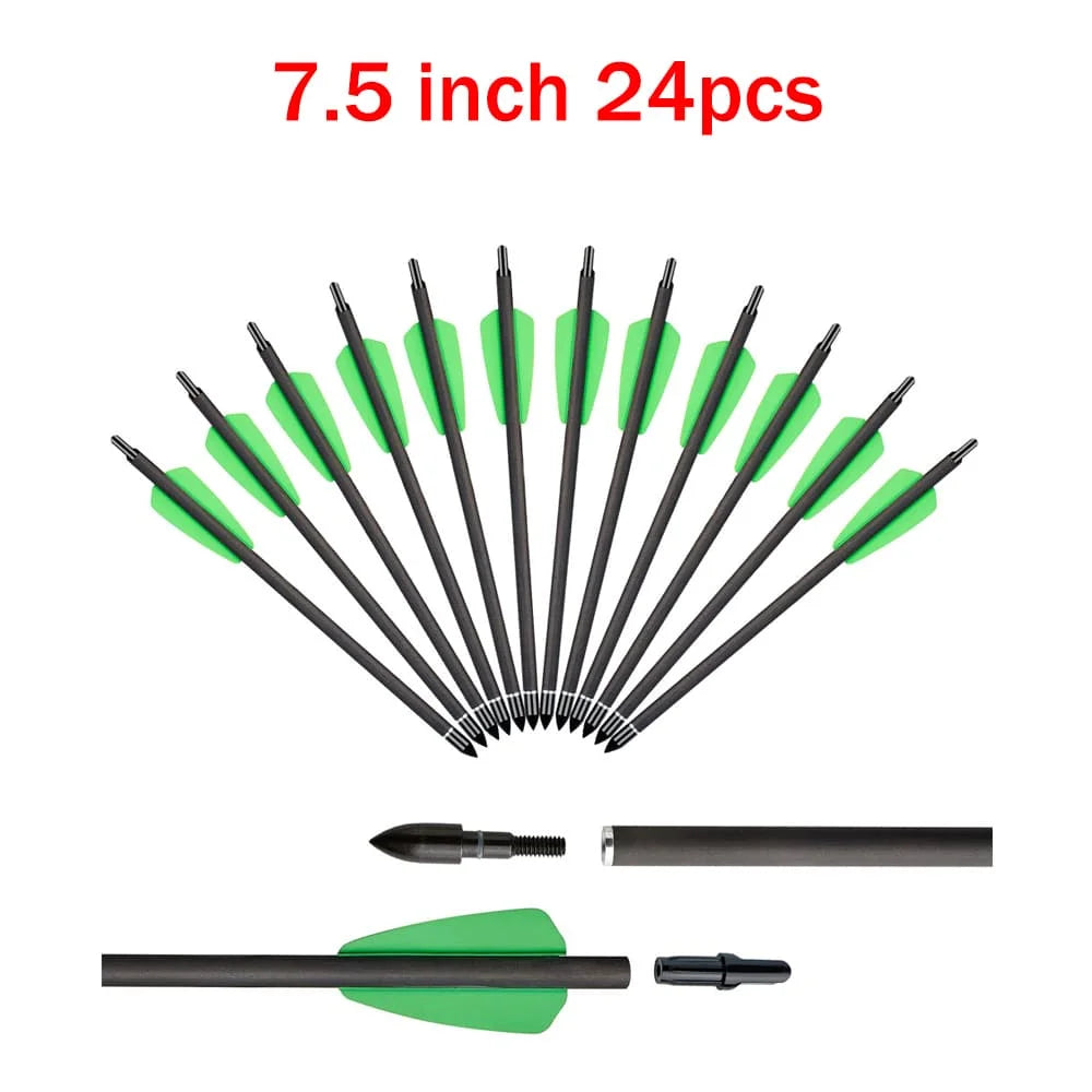 6/12/24pcs 7.5/15 Inch Carbon Crossbow Arrow Bolts 2 Pices Plastic Feathers Archery Arrows for Crossbow Hunting Shooting