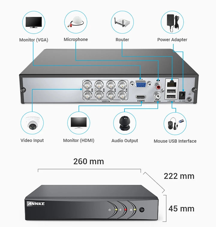 ANNK H.265+ 5MP Lite Ultra HD 8CH DVR CCTV Security System 4/8PCS Outdoor 5MP EXIR Night Vision Camera  Video Surveillance Kit