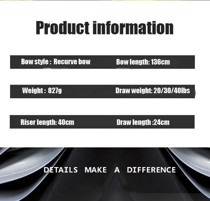 Archery Recurve Bow for Right/Left-Handed Outdoor Hunting Sports Shooting 57inch 30-40 Ibs Take-down Bow Archery Target