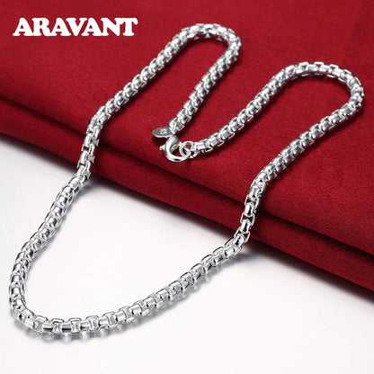 Aravant 925 Sterling Silver 8/18/20/22/24 Inch Round Box Chain Necklaces For Men Women Wedding Jewelry