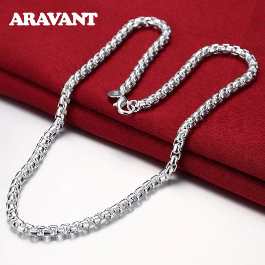 Aravant 925 Sterling Silver 8/18/20/22/24 Inch Round Box Chain Necklaces For Men Women Wedding Jewelry
