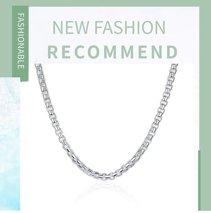 Aravant 925 Sterling Silver 8/18/20/22/24 Inch Round Box Chain Necklaces For Men Women Wedding Jewelry