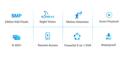 ANNK H.265+ 5MP Lite Ultra HD 8CH DVR CCTV Security System 4/8PCS Outdoor 5MP EXIR Night Vision Camera  Video Surveillance Kit