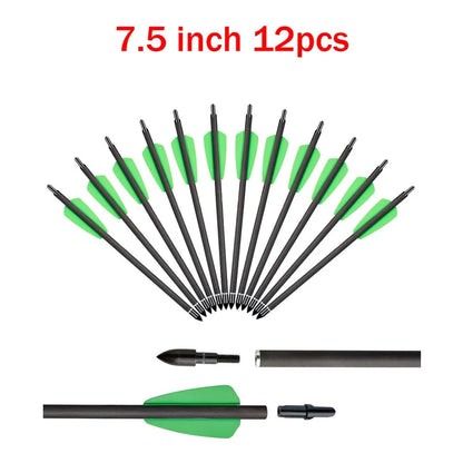 6/12/24pcs 7.5/15 Inch Carbon Crossbow Arrow Bolts 2 Pices Plastic Feathers Archery Arrows for Crossbow Hunting Shooting