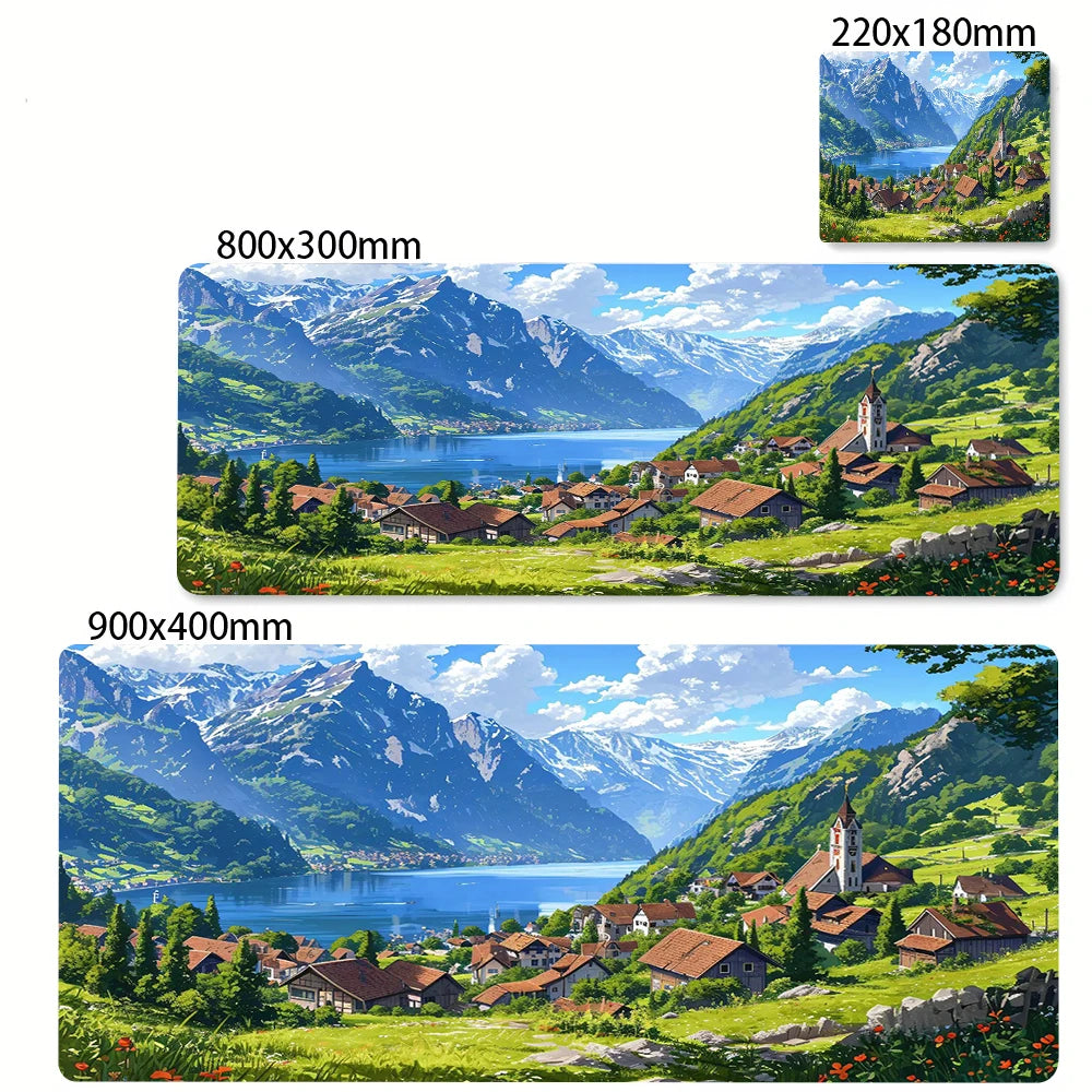 Green Forest Sunset Mousepad Natural Rubber Gaming Mouse Pad Extra Large Thickened Desk Mat Size for Gameing World of tanks CS