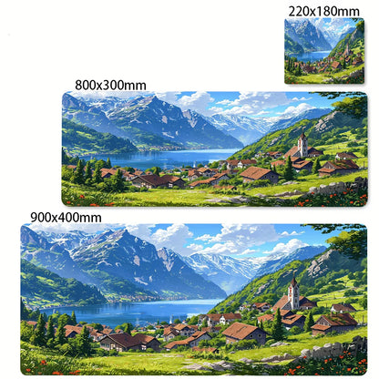 Green Forest Sunset Mousepad Natural Rubber Gaming Mouse Pad Extra Large Thickened Desk Mat Size for Gameing World of tanks CS