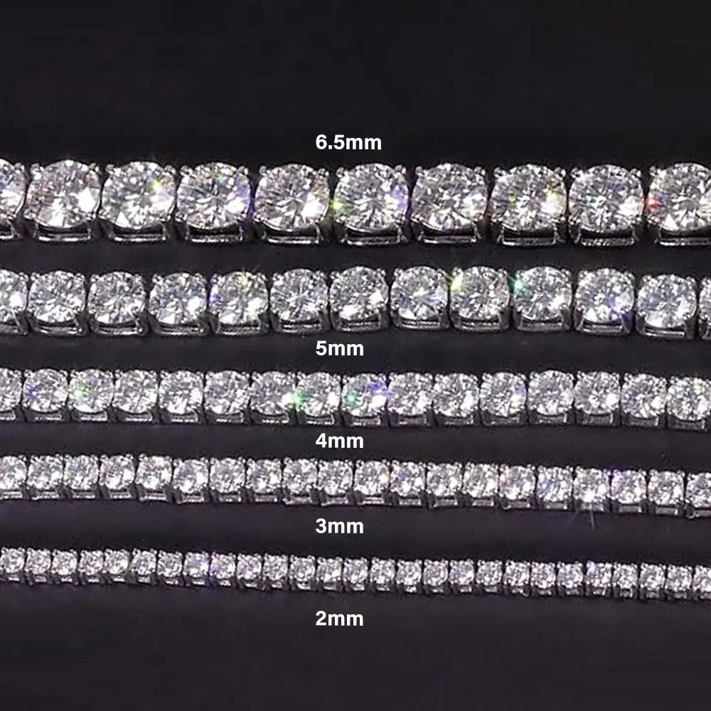 KNOBSPIN GRA Certified Moissanite Tennis Necklace 2/3/4/5/6.5mm Solid 925 Sterling Silver Diamond Tennis Necklaces for Women Man