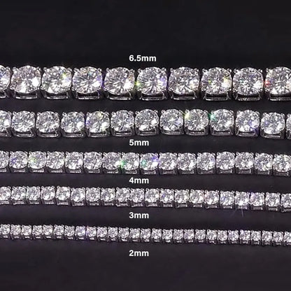 KNOBSPIN GRA Certified Moissanite Tennis Necklace 2/3/4/5/6.5mm Solid 925 Sterling Silver Diamond Tennis Necklaces for Women Man