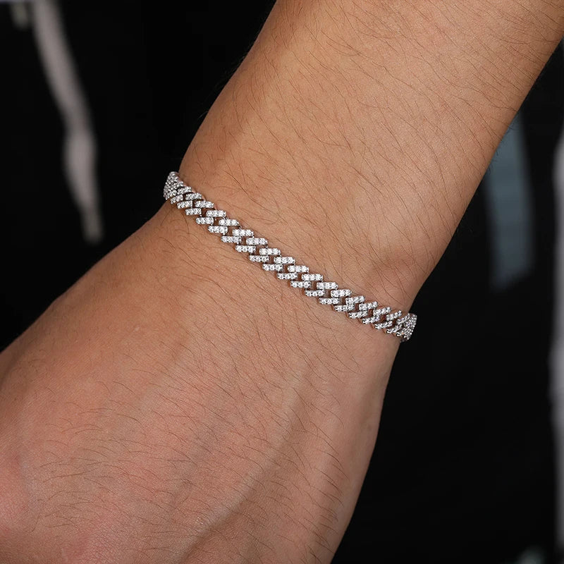 Hot Selling Unisex D VVS1 Moissanite Cuban Link Necklace Solid 925 Sterling Silver Miami Cuban Bracelet For Men Hip Hop Jewelry