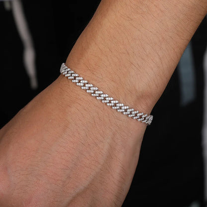 Hot Selling Unisex D VVS1 Moissanite Cuban Link Necklace Solid 925 Sterling Silver Miami Cuban Bracelet For Men Hip Hop Jewelry