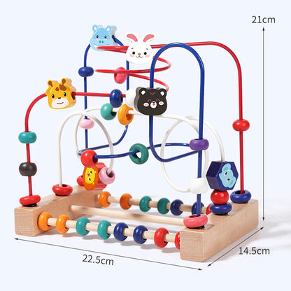 Wooden Toys Bead Maze Colorful Animals Fruits Shapes Educational Counting Learning Circle Toys Kids Classic Gifts for Toddlers