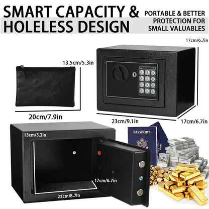 DayPlus Digital Safe Househol Steel Safe Box Currency Vank Deposit Box with Key to Safely Store Cash Jewelry