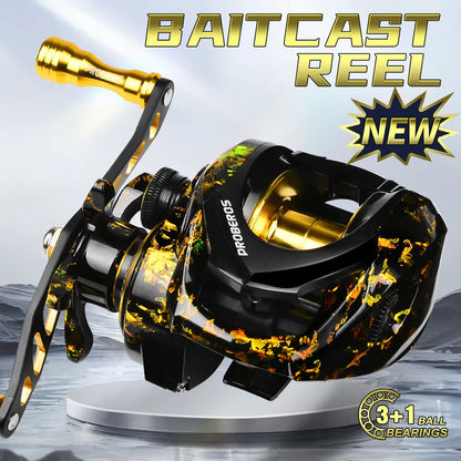 Baitcasting Fishing Reel 7.2:1 Gear Ratio 8Kg/17.6Lb Max Drag Casting Reel with Metal Spool for Freshwater Saltwater Pesca