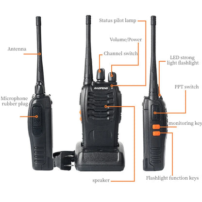 2PCS Baofeng BF-888S Walkie Talkie High-power 888s UHF 5W 400-470MHz BF888s H777 Long Range Two Way Radio For Hunting Hotel