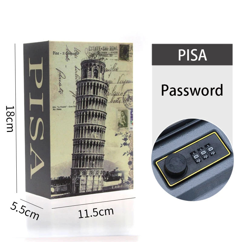 Book Safe Box Home Dictionary Metal Safe Box Secret Stash Box Metal Secret Hidden Dictionary with Password Lock Key Lock Box