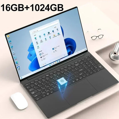LENO 15.6" Portable Laptop Intel N5095 32GB DDR4 2TB SSD Windows11 Notebook Pc Gamer Office Computer with Backlit Fingerprint
