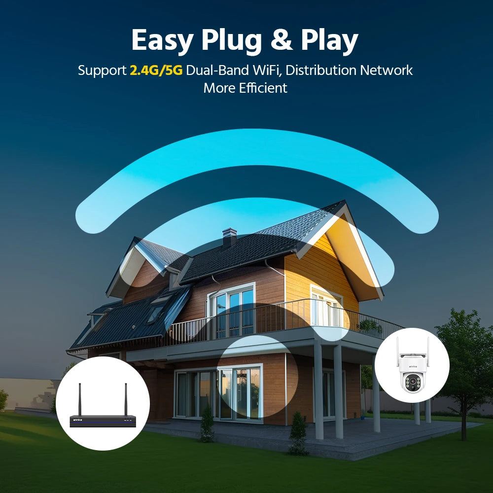 Annke 4MP Wireless PT Solar Camera 16CH NVR 2.4G&5.8G dual-band Security Camera Solar Built-in Battery Wifi security camera