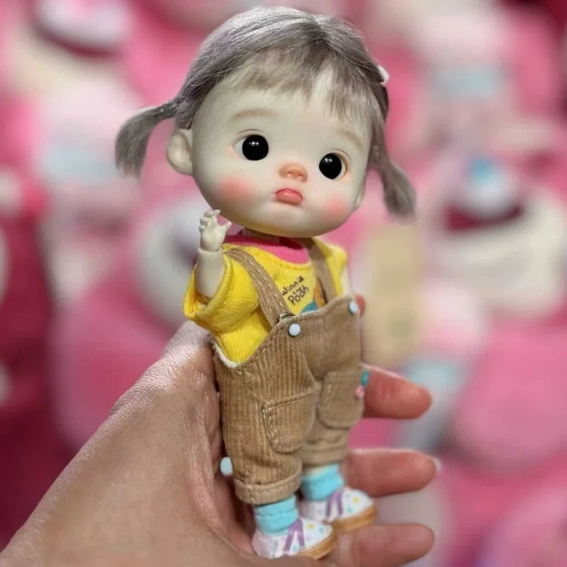 2Pcs/Set Doll [ Top+Bib]  Ob11 Printed T-shirt Big Fish Pants  (Fit  P9, 1/12Doll,GSC,Small Fat Dian)