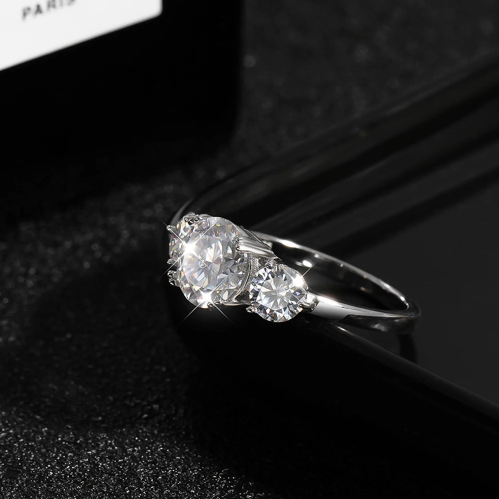 KNOBSPIN D VVS1 Moissanite Ring for Woman Engagement Wedding Jewely with GRA 925 Sterling Sliver Plated White Gold Eternity Band