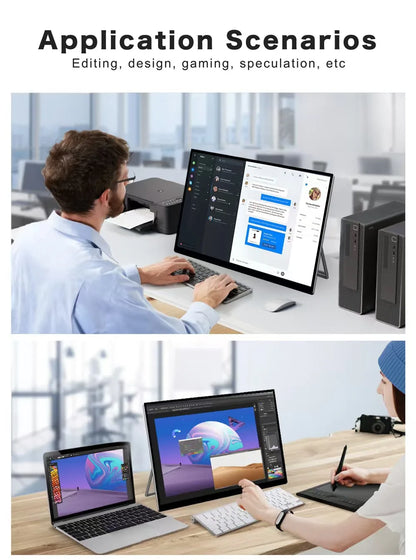 Wireless 18. 5" 15.6" Portable Monitor WIFI Support Mirroring for Phone, Miracast for Laptops, For XBox PS4 / 5 Switch