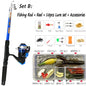 Fishing Rod Combo Full Kits 1.8M Telescopic Spinning Reel Baits Lure Set Travel Fishing Gear Hooks Pole Accessories Beginner