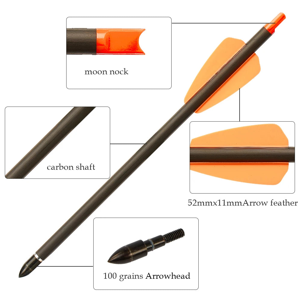 6/12/24pcs 7.5/15 Inch Carbon Crossbow Arrow Bolts 2 Pices Plastic Feathers Archery Arrows for Crossbow Hunting Shooting