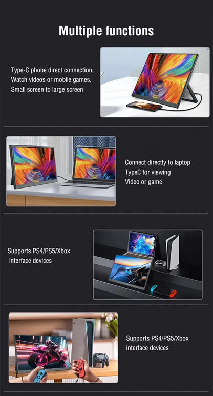 Wireless 18. 5" 15.6" Portable Monitor WIFI Support Mirroring for Phone, Miracast for Laptops, For XBox PS4 / 5 Switch