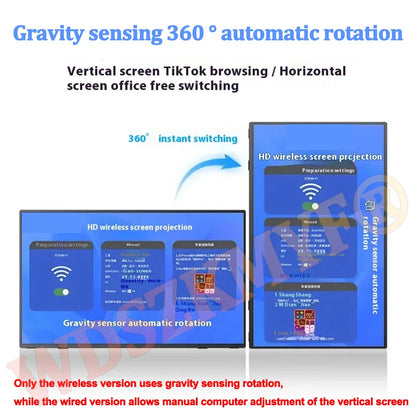 Wireless 18. 5" 15.6" Portable Monitor WIFI Support Mirroring for Phone, Miracast for Laptops, For XBox PS4 / 5 Switch