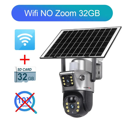 LS VISION 12MP 4G SIM Card Dual Screen Solar Camera Outdoor 6K 10XZoom WiFi PTZ Human Auto Tracking Waterproof Security Cameras