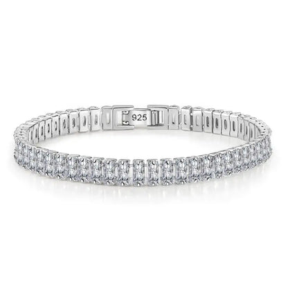 100% 925 Sterling Silver VVS1 3EX D Color 5*7MM Emerald Cut Diamonds Gemstone Real Moissanite Bracelets Bangle Jewelry