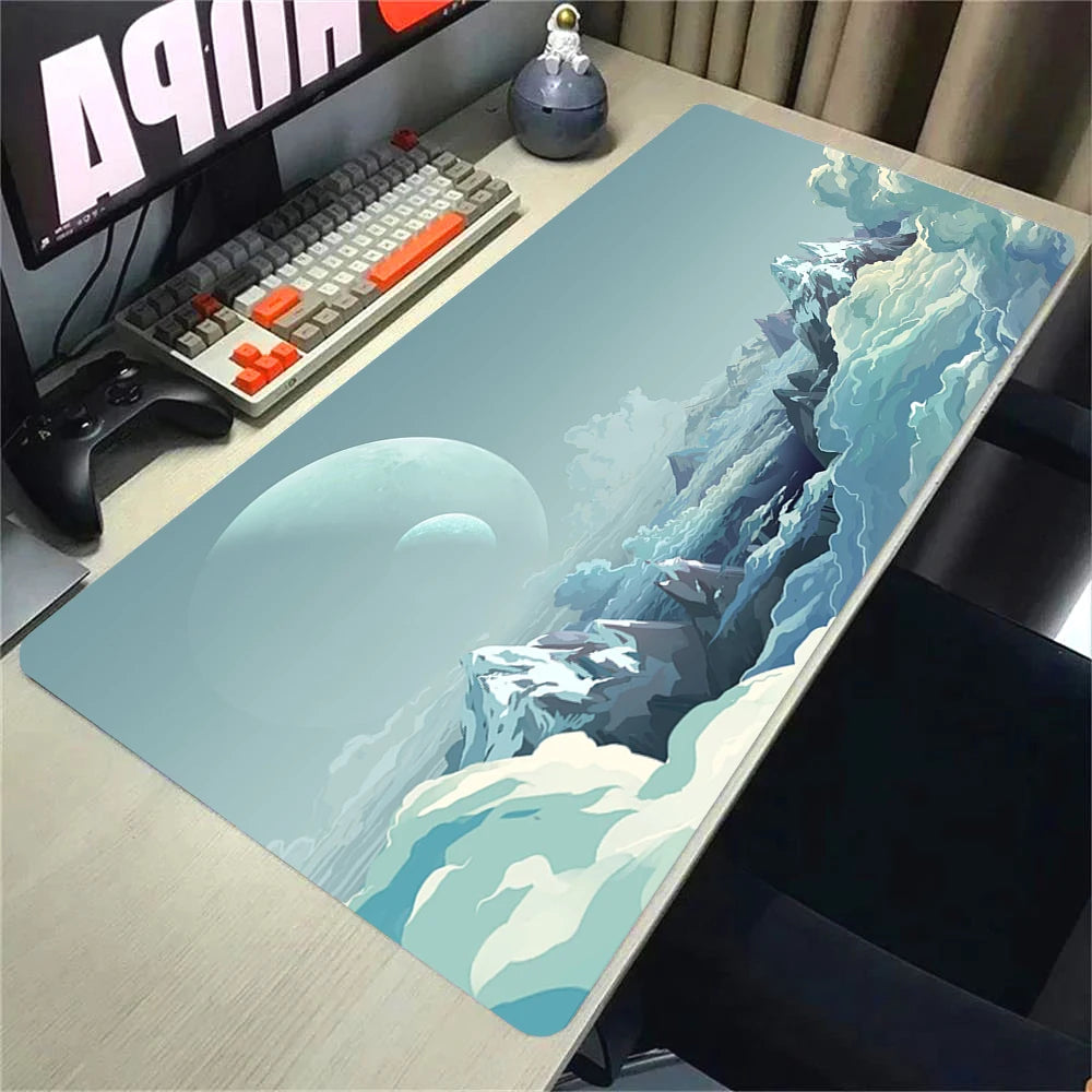 Green Forest Sunset Mousepad Natural Rubber Gaming Mouse Pad Extra Large Thickened Desk Mat Size for Gameing World of tanks CS