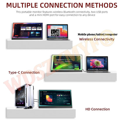 Wireless 18. 5" 15.6" Portable Monitor WIFI Support Mirroring for Phone, Miracast for Laptops, For XBox PS4 / 5 Switch
