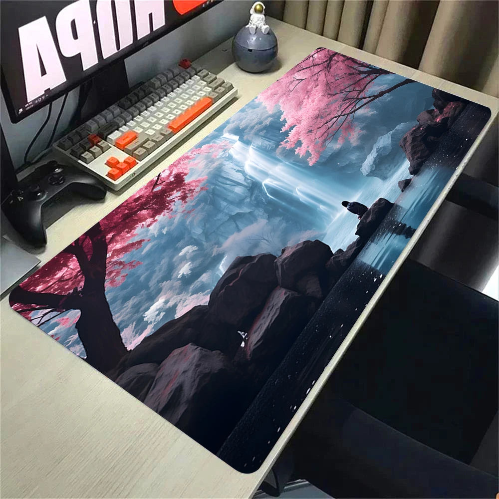 Green Forest Sunset Mousepad Natural Rubber Gaming Mouse Pad Extra Large Thickened Desk Mat Size for Gameing World of tanks CS