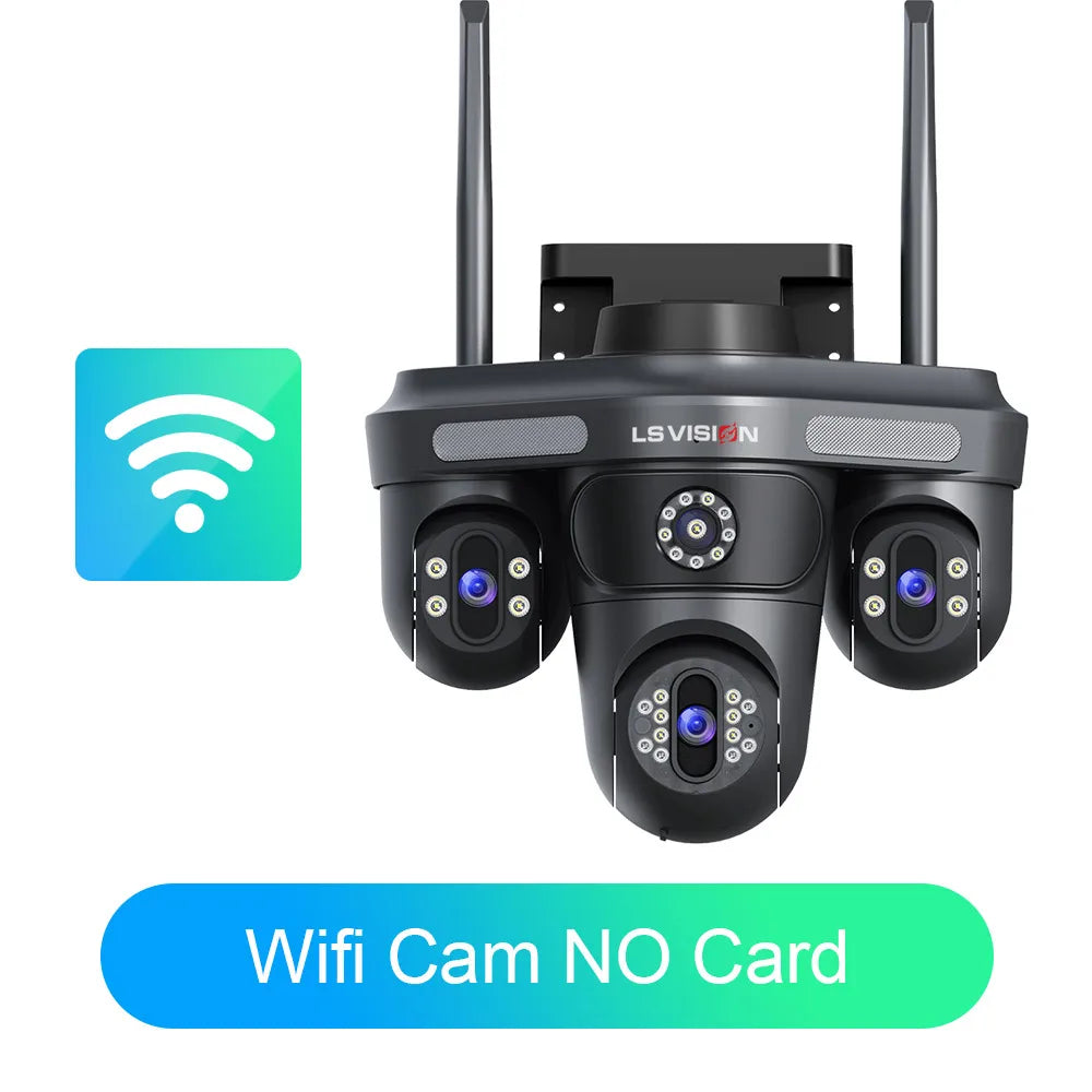 LS VISION Three Screen Camera WIFI 15MP 6K Three Lens  Monitor Night Vision Security Protection  3 PTZ Lens Video Surveillance