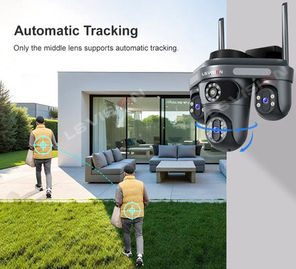 LS VISION Three Screen Camera WIFI 15MP 6K Three Lens  Monitor Night Vision Security Protection  3 PTZ Lens Video Surveillance