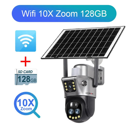 LS VISION 12MP 4G SIM Card Dual Screen Solar Camera Outdoor 6K 10XZoom WiFi PTZ Human Auto Tracking Waterproof Security Cameras